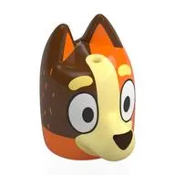 Minifig Head Special, Bluey with Bright Light Yellow Nose, Reddish Brown Side (Chilli)