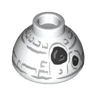 Brick Round 1.5 x 1.5 Dome Top with Snowman BB-8, Black Coals Print