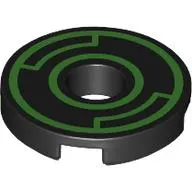 Tile Round 2 x 2 with Hole with Bright Green Circles print
