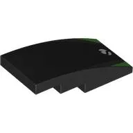 Brick Curved 4 x 2 No Studs with White SAAB Logo, Bright Green Markings print