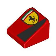 Brick Sloped 30° 1 x 1 x 2/3 (Cheese Slope) with Ferrari Logo, Black Triangle print