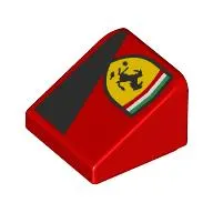 Brick Sloped 30° 1 x 1 x 2/3 (Cheese Slope) with Ferrari Logo, Black Triangle print
