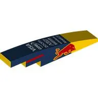 Brick Curved 1 x 6 with Red Bull On Sides, White Sponsors on Dark Blue Background print