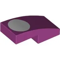 Brick Curved 2 x 1 No Studs [1/2 Bow] with White Oval print