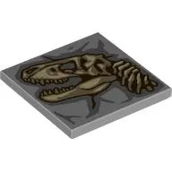 Tile 4 x 4 with Tan/Reddish Brown T-Rex Skeleton in Rock print