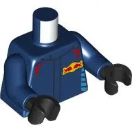Torso, Racing suit, Red Bulls on Yellow Background print, Dark Blue Arms, Black Hands