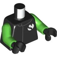 Torso, Racing Suit, White Sauber Logo print, Bright Green Arms, Black Hands