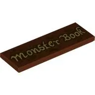 Tile 2 x 6 with Tan 'Monster Book' print