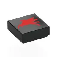 Tile 1 x 1 with Red Flying Pegasus, Going Right print
