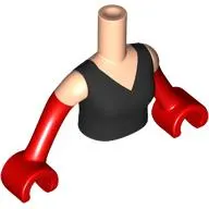 Minidoll Torso Woman with Red Jacket, Dark Blue/White Striped Shirt, Dark Orange Belt print, Light Nougat Arms and Hands