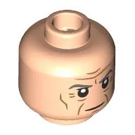 Minifig Head Grand Moff Tarkin, Dark Bluish Grey Eyebrows, Nougat Wrinkles, Frown / Open Mouth Sneer