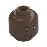 Minifig Head Eyebrows, Dark Brown Creases, Frown Print