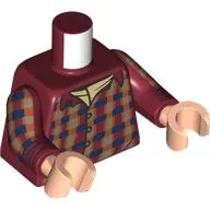 Torso, Plaid Dark Blue/Orange/Olive Green Sweater, Tan Shirt print, Dark Red Arms, Light Nougat Hands