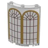 Panel 4 x 4 x 6 Quarter Cylinder with Gold Arched Windows, Dark Red Lattice print