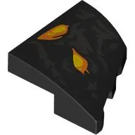 Brick Wedged, Curved 2 x 2 with Stud Notch Left with Yellow/Orange Eyes, Silver Markings print