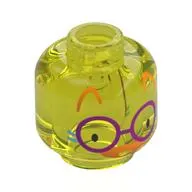 Minifig Head Dark Purple Glasses, Orange Nose, Medium Azure Whiskers, Orange Eyebrows
