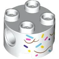 Brick Round 2 x 2, Pin Holes with Multi Colored Sprinkles print
