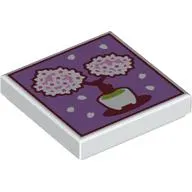 Tile 2 x 2 with Painting, White Bonsai Tree in Cup, Lavender Background print