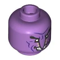 Minifig Head Arlong, Black Eyebrows, Long Pointy Noes, Dark Purple Lines, Closed Mouth / Open Mouth Grin