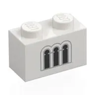 Brick 1 x 2 with Light Bluish Grey/Black Windows print