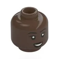Minifig Head Dawn, Eyebrows, Dark Red Lips, Open Mouth Smile/Stern Closed Mouth