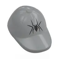 Hat / Cap Short Curved Bill Pulled Down with Seams and Black Spider print