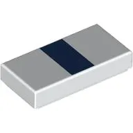 Tile 1 x 2 with Dark Blue Stripe print
