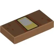 Tile 1 x 2 with Blocky White/Bright Light Orange Eye, Nougat Dots print