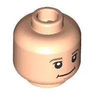 Minifig Head Augustus Gloop, Dark Tan Eyebrows, Neutral Smile / Chubby Cheeks, Reddish Brown Chocolate Stain