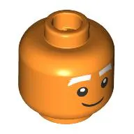 Minifig Head Oompa Loompa, Male, White Eyebrows, Neutral Stare / Frown