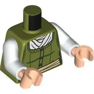Torso Sweater, Dark Green Lines, White Shirt, Tan Belt print, White Arms, Light Nougat Hands