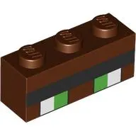 Brick 1 x 3 with Pixelated Bright Green/White Eyes with Black outline, Black Eyebrow print
