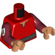 Torso, Shirt, Black Bel, White Patch on Arm print, Dark Red Arms, Nougat Hands
