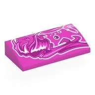 Brick Curved 2 x 4 x 2/3 No Studs, with Dark Purple/White Graffiti Girl print