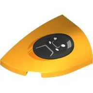 Brick Round, Curved Double 3 x 2 Beveled with Stud Notch Left with Black Headlight print