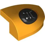 Brick Round, Curved Double 3 x 2 Beveled with Stud Notch Right with Black Headlight print