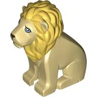 Animal, Lion Sitting with Ochre Yellow Mane, Medium Azure Eyes print