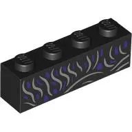 Brick 1 x 4 with Dress, Silver/Dark Purple Decorations print