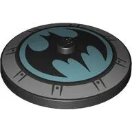 Dish 4 x 4 Inverted [Radar] with Silver Hub Cap, Batman Symbol on Medium Azure Background print