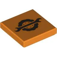 Tile 2 x 2 with Black Wrench/Tyre Logo print