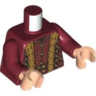 Torso, Robe, Gold Trim, Decorations, Copper/Gold Lattice print, Dark Red Arms, Light Nougat Hands