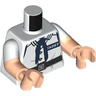 Torso, Dual Molded Arms with Marine Uniform, Dark Blue Tie, 'CADET' Badge, Black Belt print, White Sleeves Pattern, Light Nougat Arms and Hands