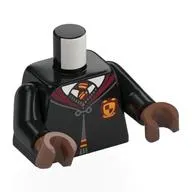 Torso Robe with Clasp, Dark Red Collar, White Shirt, Red and Yellow Tie, Gryffindor Crest print, Black Arms, Medium Brown Hands