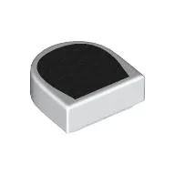 Tile Round 1 x 1 Half Circle with Black Surface, Silver Vent print