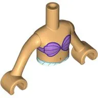 Minidoll Torso Girl with Warm Tan Arms and Hands with Medium Lavender See Shells, Light Aqua Tail print