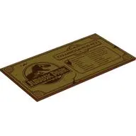 Tile 8 x 16 with Bottom Tubes with Gold Jurassic Park Logo, 'TYRANNOSAURUS REX', Stats print