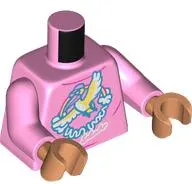 Torso, Whit/Light Yellow Flying Birds, Rainbow, Writing print, Bright Pink Arms, Nougat Hands