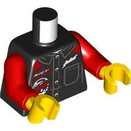 Torso, Jacket, White Tear, Red/White Badge print, Red Arms, Yellow Hands