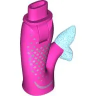 Minidoll Hips and Fishtail (Mermaid) with Metal Blue/Metal Pink Dots, Opal Trans-Dark Blue Fin print