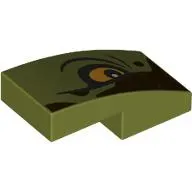 Brick Curved 2 x 1 No Studs with Yellow Eye Left, Dark Brown Shape print